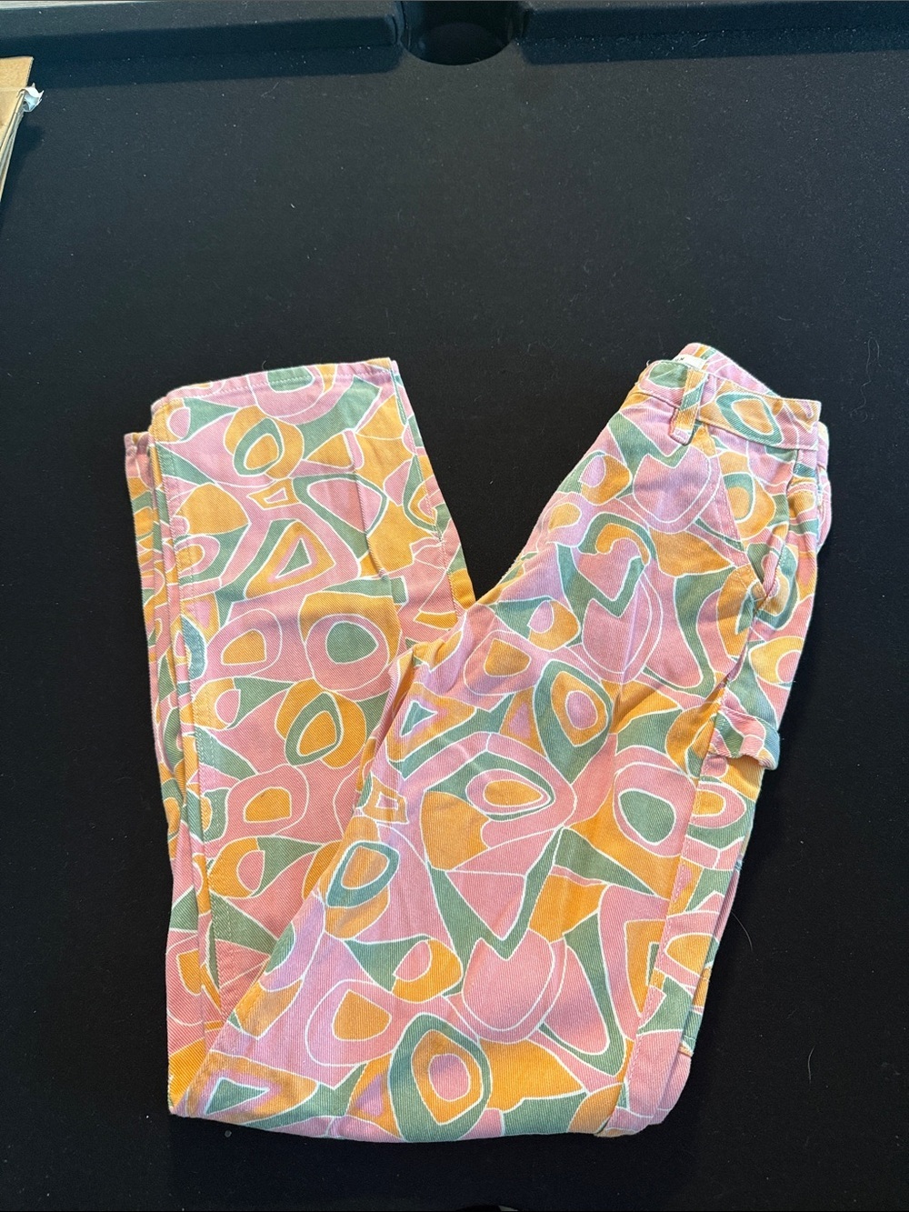 PacSun Straight Leg Jeans in Pink, Yellow & Green Abstract Print cargo style